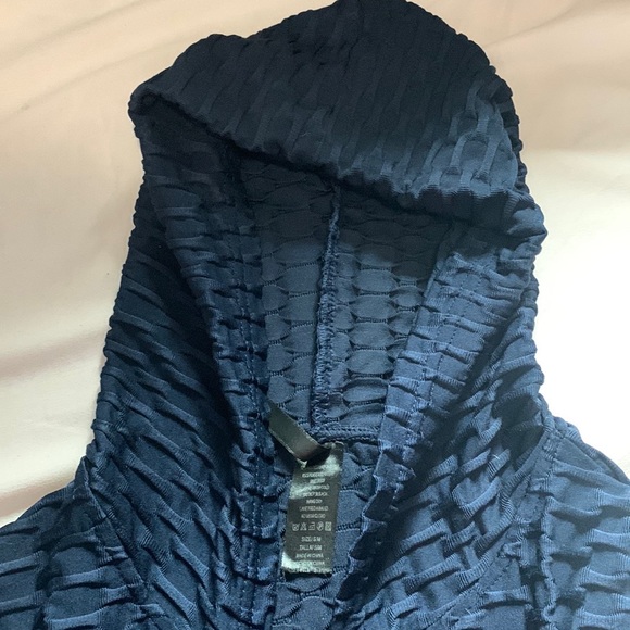 New Mix Navy Blue Form Fitting Zip Up Hoodie Size S/M - Picture 5 of 10